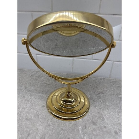 Vintage 10” Brass Standing Two Sided Regular & Magnifying Swivel Mirror. - Picture 3 of 7